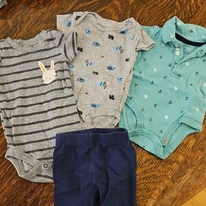 Carter's Gray Baby Onesie with Blue Accents